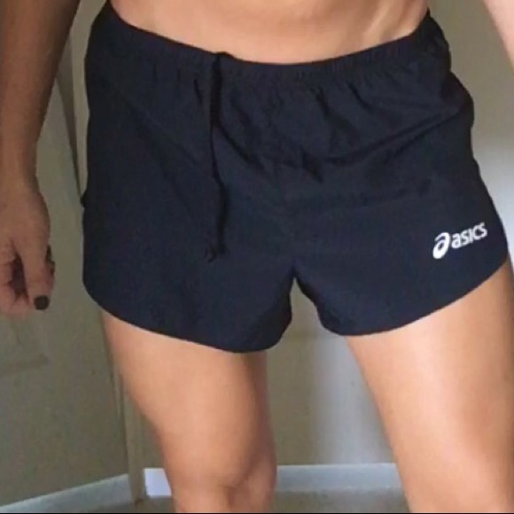 Black asics shorts