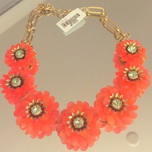 JCrew brand new orange flower statement necklace