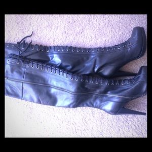 Nine West lace up knee high tall boots