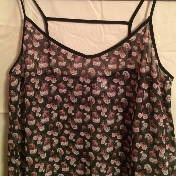 Sheer Floral Tank Blouse
