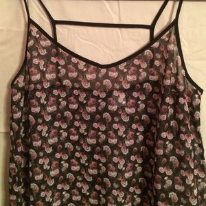 Sheer Floral Tank Blouse