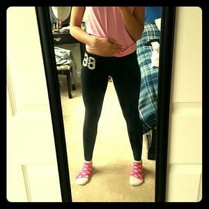 Black yoga pants with rhinestones