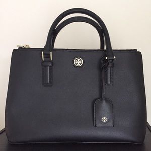 Tory Burch Robinson Large Double Zip Tote, black