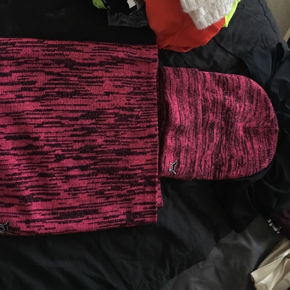 Pink beanie and scarf