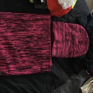 Pink beanie and scarf
