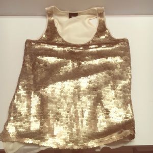Creme and gold sequined tank top