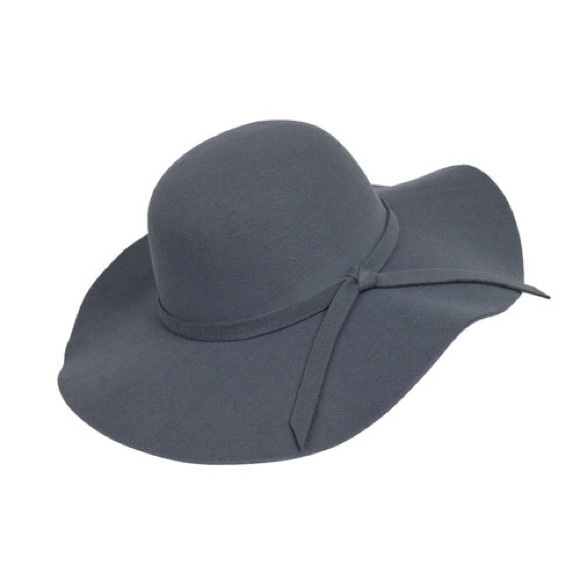 Boho Gray Wide Brim Floppy Hat - Picture 2 of 2