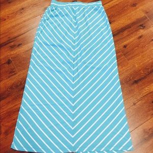 Baby blue and white chevron maxi skirt