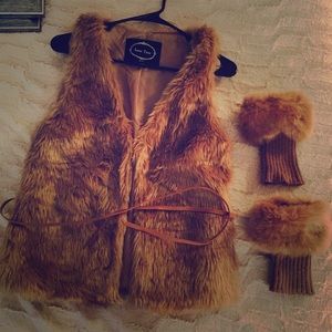 Fur vest and leg warmers