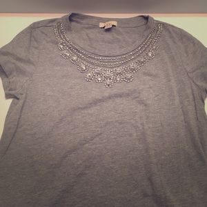 Jeweled gray top