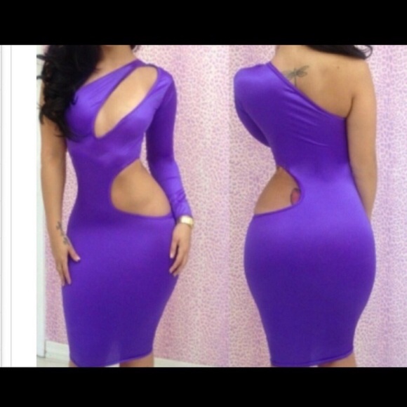 🌺 purple cut out midi dress