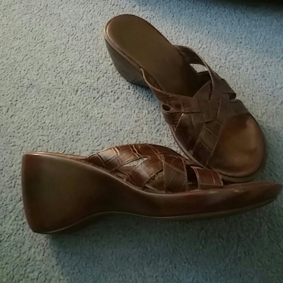 Brown wedge sandals