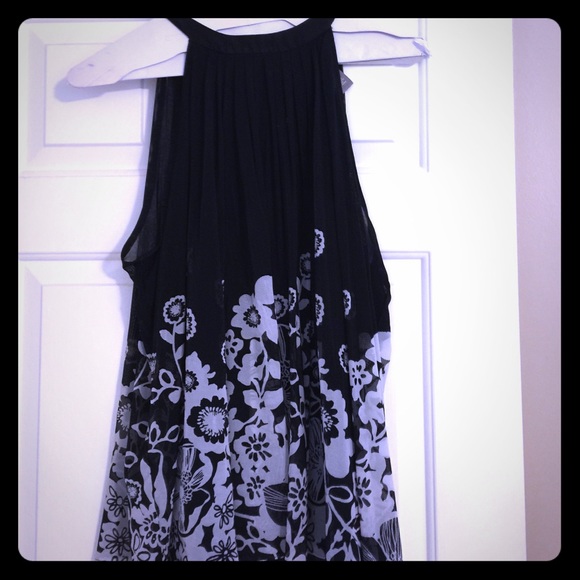 Black and white floral halter