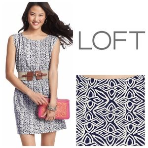 LOFT Mosaic Print Elastic Waist Cotton Dress