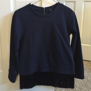 J. Crew Sweatshirt with Fringe Hem Sz XS