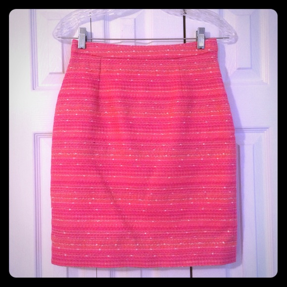 Lilly Pulitzer Pink Tweed Pencil Skirt Size 2