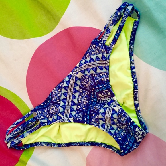 Blue and White Pattern Bikini Bottoms
