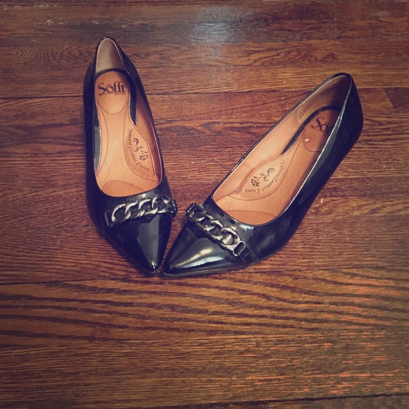 Sofft Black Patent Leather Wedges