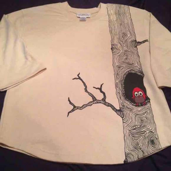 Catalog Favorites Owl Birch Tree Sweatshirt Small - Picture 1 of 3