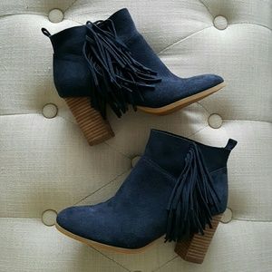 Navy Tassel Booties