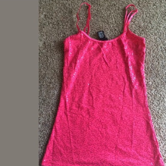 Rue 21 Hot Pink Sequined Adjustable Cami Tank Top - Picture 2 of 2