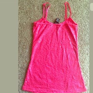Rue 21 Hot Pink Sequined Adjustable Cami Tank Top