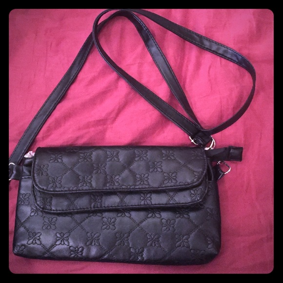 Black faux leather crossbody
