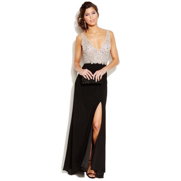 Blondie Nites Beaded Bodice Prom Dress