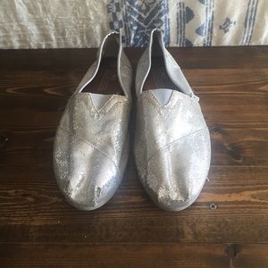 Silver Glitter Toms - size 8 1/2