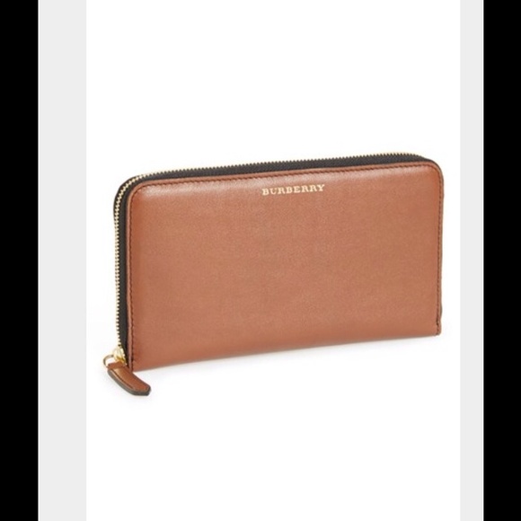 Burberry Leather Zip Around Wallet