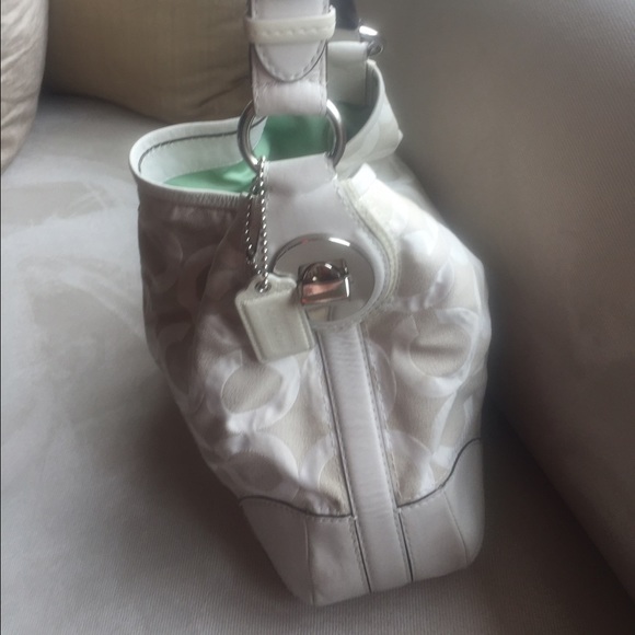 Coach shoulder bag, cream and taupe