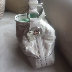 Coach shoulder bag, cream and taupe