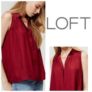 NWOT LOFT Red Collared Swing Shell