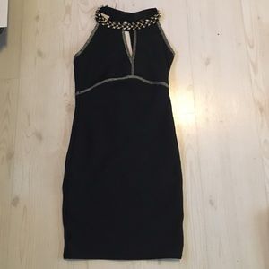 Black and gold wow couture halter dress