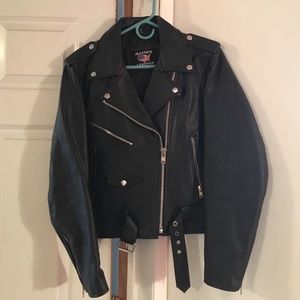 Black REAL leather biker jacket