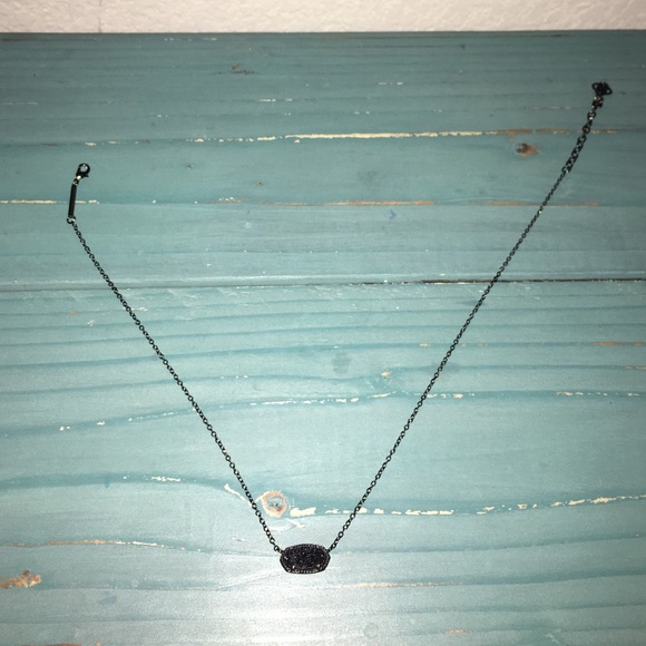 Elisa Pendant Necklace in Black Drusy