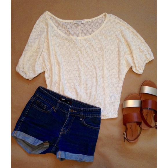 Cream Lace-like Top