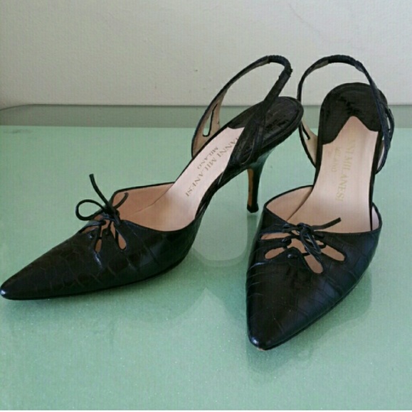 Gianni Milanesi  Shoes - Alligator print slingback shoes