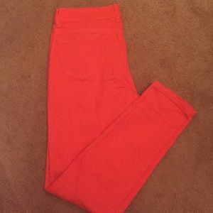 Orange skinny jeans