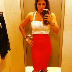 Red high-waist pencil Skirt from Charlotte Russe