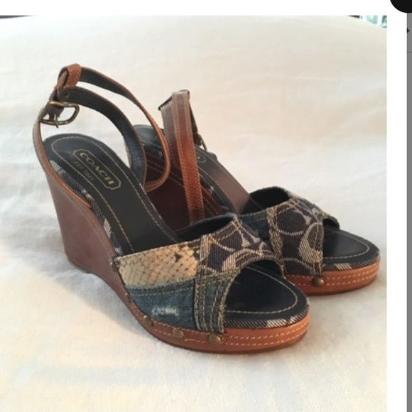 Coach denim wedges