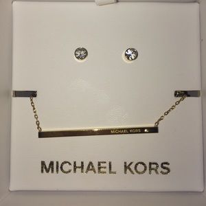 MK earring / bar necklace set