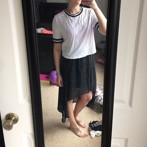 White and black knit top