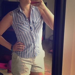 Striped button-up tanktop