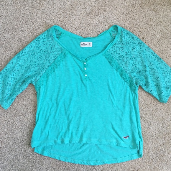 Teal shirt with lace sleeves!