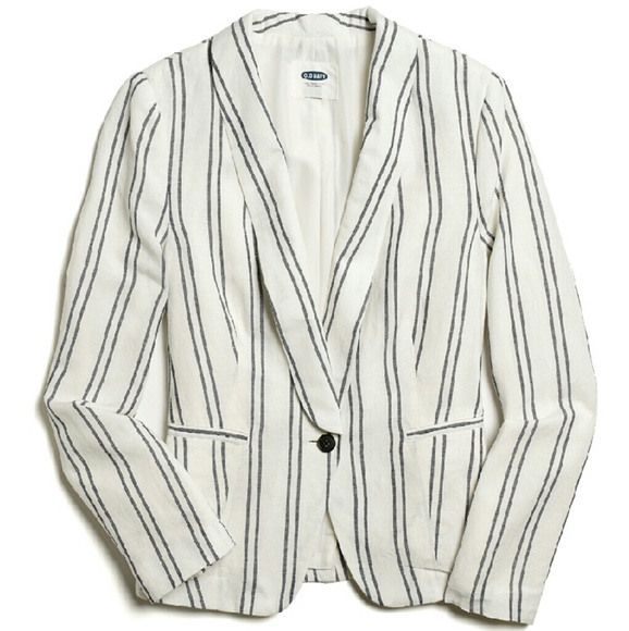 Old Navy Jackets & Blazers - Striped Linen Blend Boyfriend Blazer