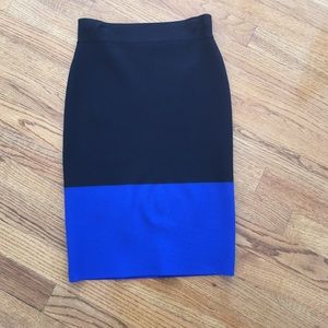 Black and blue spandex pencil skirt