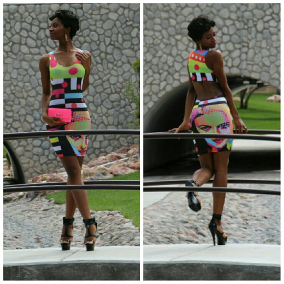 Unique Trends Multi Color Bodycon Ladies Dress - Picture 3 of 4