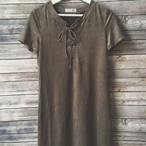 lace up suede dress