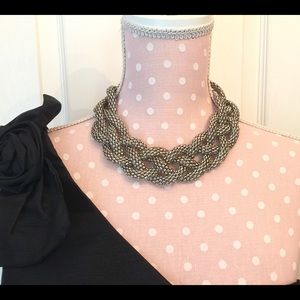 Fashion statement silver braided chain necklace